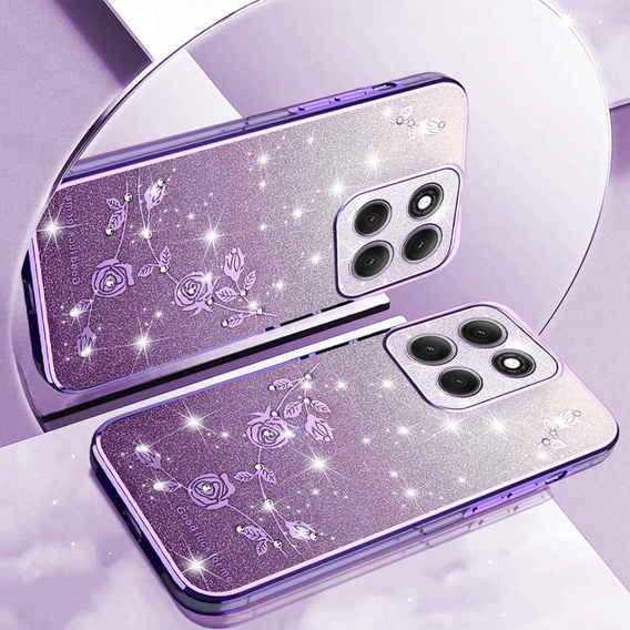 Case for Motorola Moto G56 5G, Glitter Flower, purple