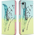Flip case for Nokia C12 4G, Wallet, feather, blue
