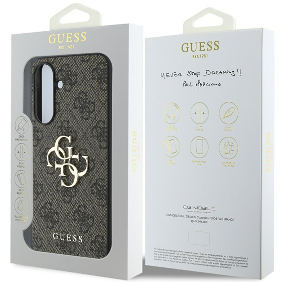 GUESS Case for Samsung Galaxy A56 5G, 4G Big Metal Logo, brown