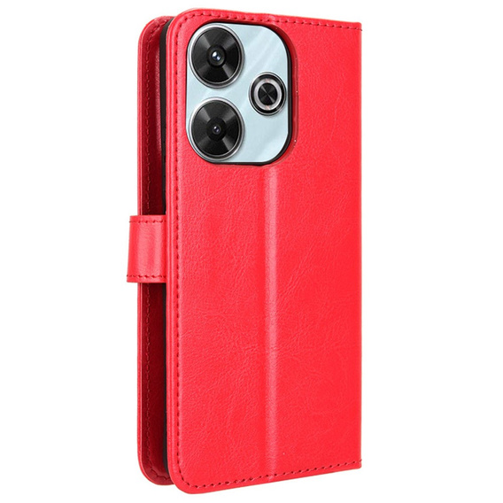 Flip case for Xiaomi Redmi 13, Crazy Horse Wallet, red
