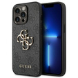 GUESS Case for iPhone 14 Pro, 4G Big Metal Logo, grey