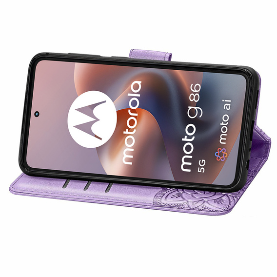 Flip case for Motorola Moto G86 Power 5G, Butterfly, purple