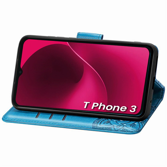 Flip case for T Phone 3 5G, Butterfly, blue