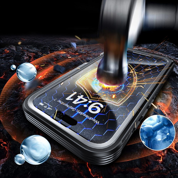 Case for iPhone 16 Pro, Shockproof, with glass, for MagSafe, black