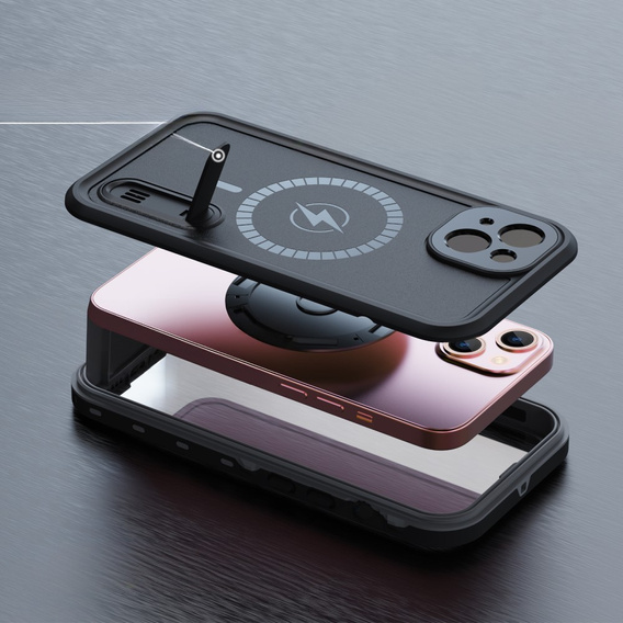 Waterproof case for iPhone 13, Redpepper, for MagSafe, black