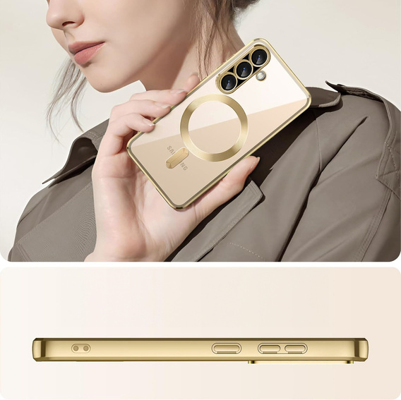 Case for Samsung Galaxy A17 5G, Electro MagSafe, transparent with gold sides