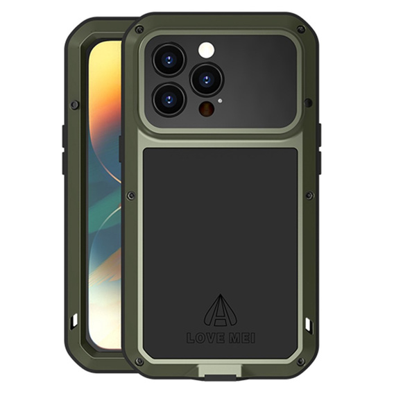 Love Mei Case for iPhone 14 Pro, armored with glass, green