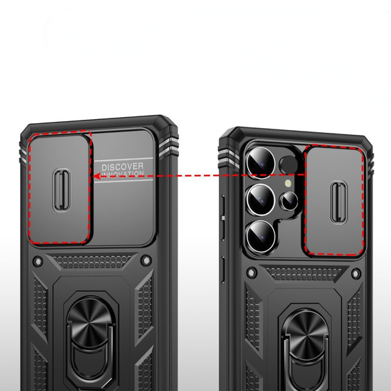 Case for Samsung Galaxy S25 Ultra, KickStand Camera Lens, black