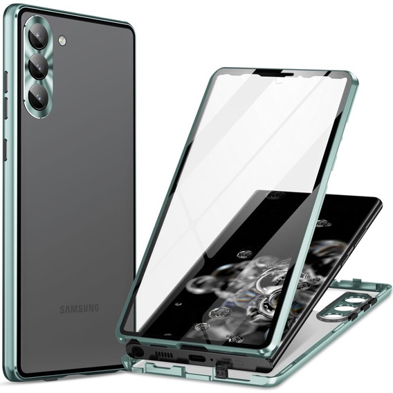 Case for Samsung Galaxy S24, Magnetic Dual Glass, green