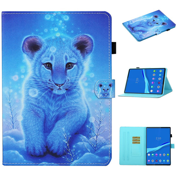 Case for Lenovo Tab M10 Plus TB-X606F, with flap, tiger