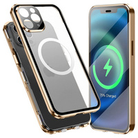 Magnetic Dual Glass MagSafe case for iPhone 11 Pro Max, gold