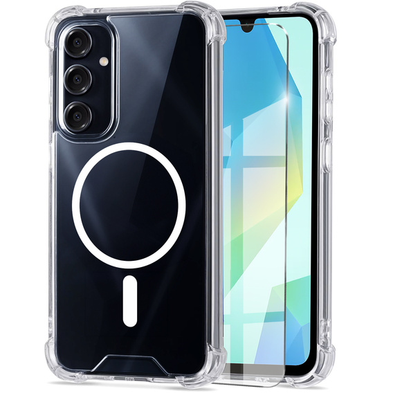 Case for Samsung Galaxy A16, Fusion Hybrid, for MagSafe, transparent + Screen Glass