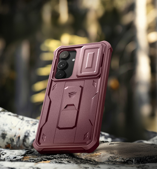 Armored case for Samsung Galaxy S25+ Plus, Dexnor Full Body (Two Frames), red