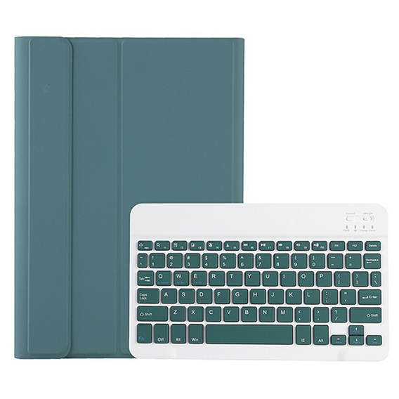 Case + keyboard Samsung Galaxy Tab A9+, Leather Pen Slot, dark green
