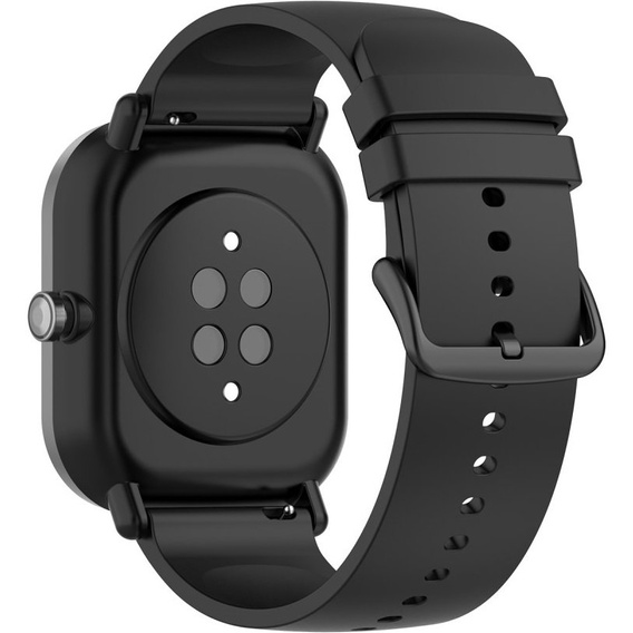 Silicone strap 20mm, Black/Black Buckle