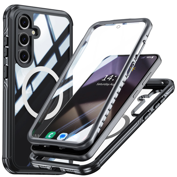 Case for Samsung Galaxy S24 FE, Shockproof, with glass, for MagSafe, black