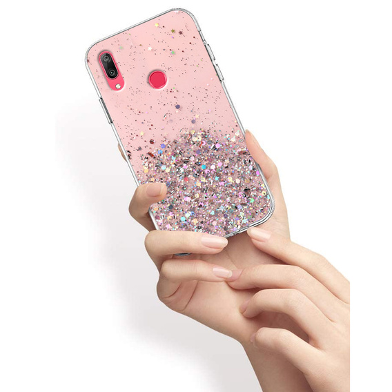Case for Huawei Y7 2019, Glittery, pink
