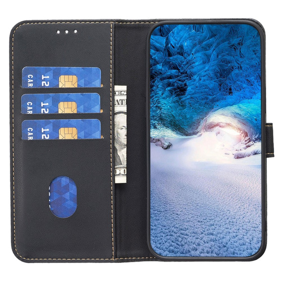 Flip case for Samsung Galaxy A25 5G, BINFEN Wallet, black + 9H glass