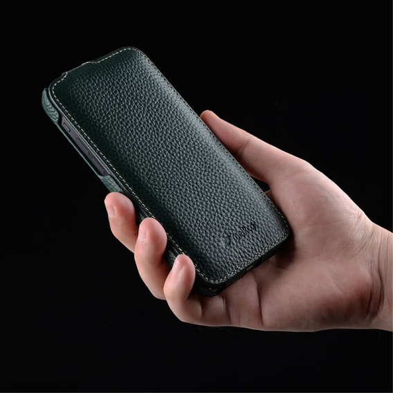 MELKCO flip case for iPhone 15, leather, flip, black