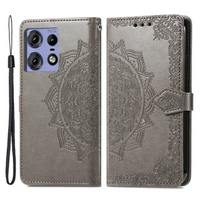 Flip case for Motorola Edge 50 Pro, Mandala, grey