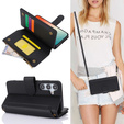 Flip case for Samsung Galaxy S24, Wallet Zipper Pocket RFID, with shoulder strap, black