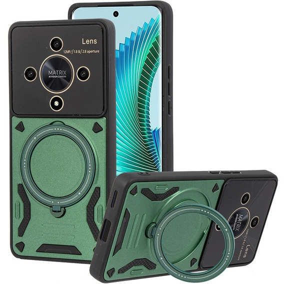 Armored Case for Honor Magic 6 Lite 5G, Magnetic Ring, green