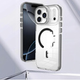 Case for iPhone 17 Pro Max, for MagSafe, with stand, transparent with black inserts