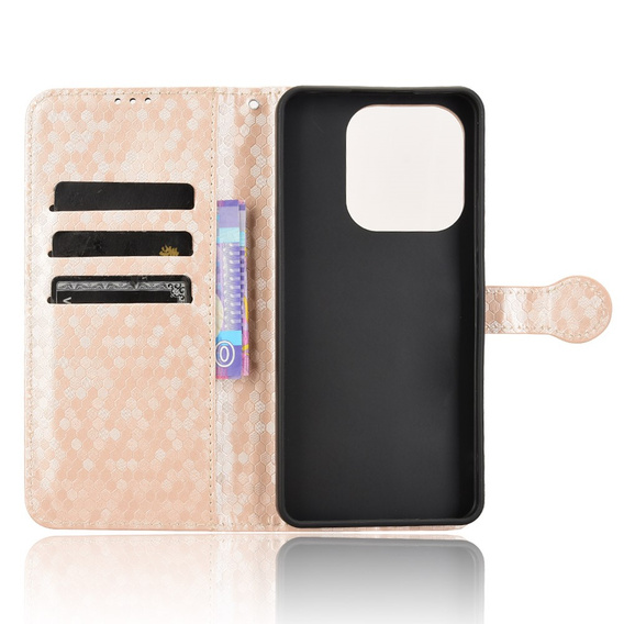 Flip case for Xiaomi Redmi Note 14 4G, Wallet Rhombus, pink