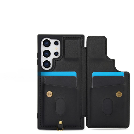 Case for Samsung Galaxy S25 Ultra, Leather Flower Card Slot, black