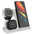 3-in-1 QI Fast Wireless Charger for Samsung S25 S24 S23 Galaxy Watch Buds Station, White