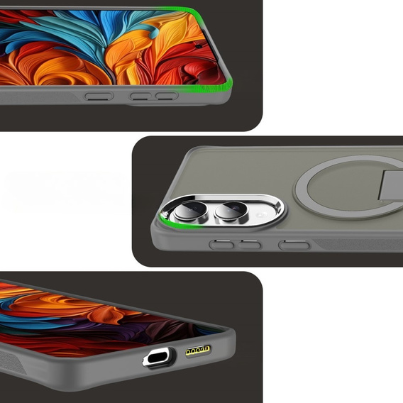 Case for Samsung Galaxy S25 Edge, Kickstand Matt Case, for MagSafe, titanium grey