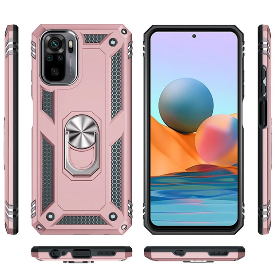 Armor Case for Xiaomi Redmi Note 10/10S, Nox Case Ring, pink rose gold