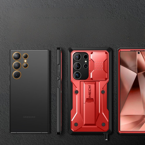 Case for Samsung Galaxy S24 Ultra, Tongate MECH with belt clip, red