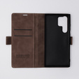 Case for Samsung Galaxy S23 Ultra, ERBORD Vintage, wallet with flap, coffee