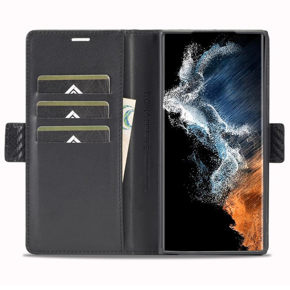 Flip case for Samsung Galaxy S24 Ultra, Carbon LC.IMEEKE, black