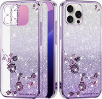 Case for iPhone 16 Pro, Glitter Flower, purple