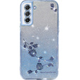 Case for Samsung Galaxy S21 FE, Glitter Flower, blue