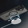 Case for iPhone 16 Plus, for MagSafe, ERBORD Matt Case, transparent / black + Screen Glass