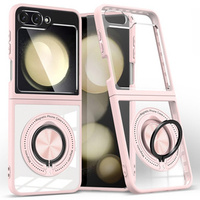 Case for Samsung Galaxy Z Flip7 FE / Z Flip6, Corners Dropproof, for MagSafe, transparent / pink