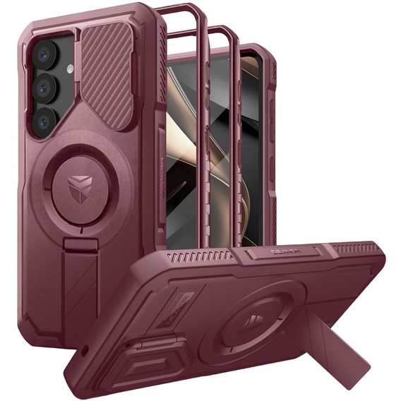 Armored case for Samsung Galaxy S25, Dexnor CamProtect MagSafe, red (Two frames)
