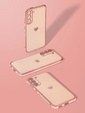 Case for Samsung Galaxy S21, Electro heart, pink rose gold + Full Glue Ceramic Glass