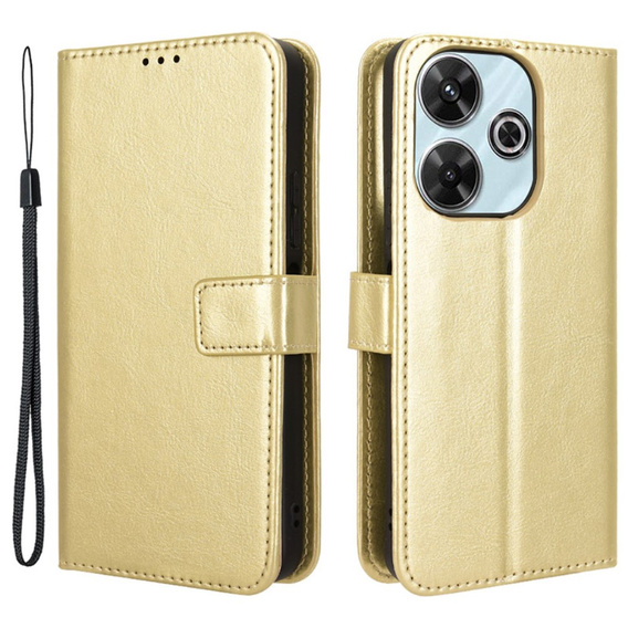 Flip case for Xiaomi Redmi 13, Crazy Horse Wallet, gold