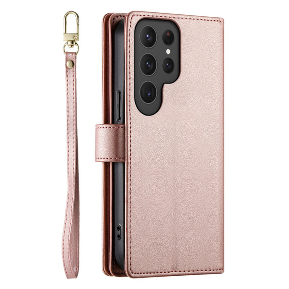 Flip case for Samsung Galaxy S25 Ultra, Wallet Zipper Pocket, pink