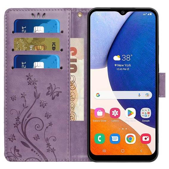Flip case for Samsung Galaxy A55 5G, Wallet, Butterfly, purple