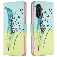 Flip case for Samsung Galaxy A05s, Wallet, Feather, blue