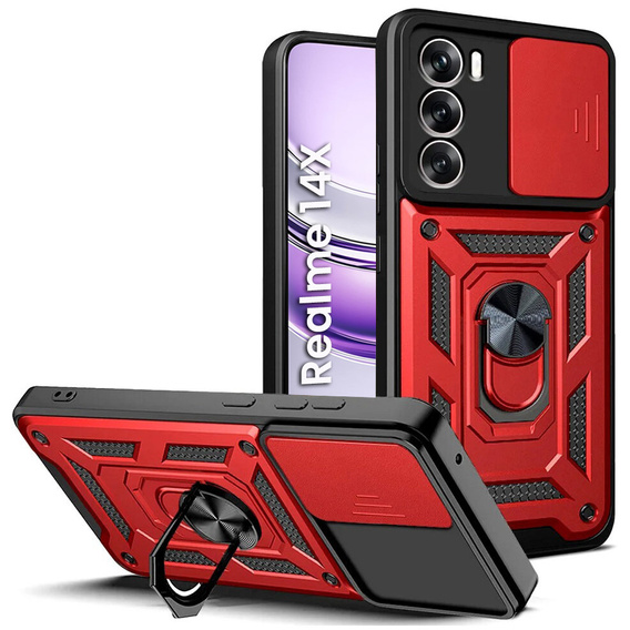 Case for Realme 14X / Realme C75, CamShield Slide, red