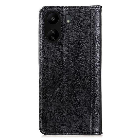Case for Xiaomi Redmi 13C / Poco C65, Wallet Litchi Leather, black