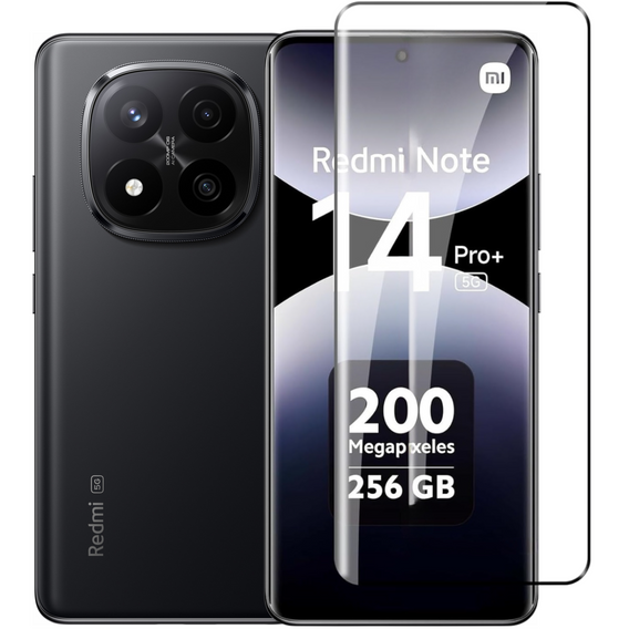 3D Tempered Glass for Xiaomi Redmi Note 14 Pro+, black frame