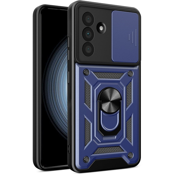 Armored Case for Samsung Galaxy A56, CamShield Slide, blue + Tempered Glass 9H