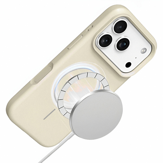Silicone case for iPhone 17 Pro Max - compatible with MagSafe, anti-shock, beige